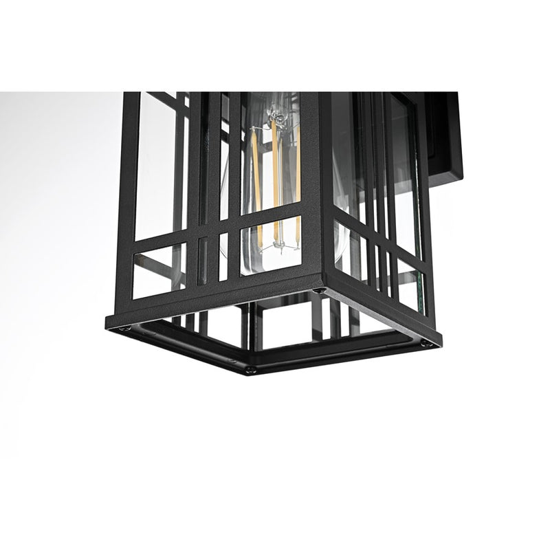 Elegant Lighting Harley 1Lt 10" Outdoor Sconce, Black/Clear/Clear