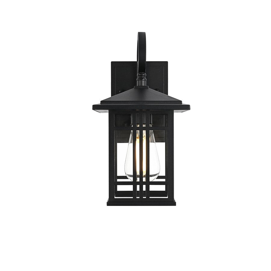 Elegant Lighting Harley 1Lt 12 " Outdoor Sconce, Black/Clear/Clear - OD613W12BK