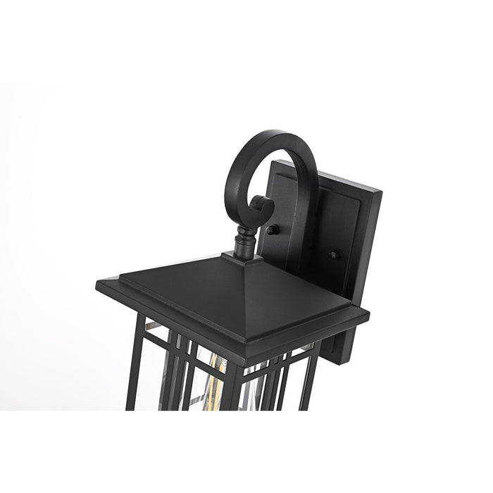 Elegant Lighting Harley 1Lt 12 " Outdoor Sconce, Black/Clear/Clear