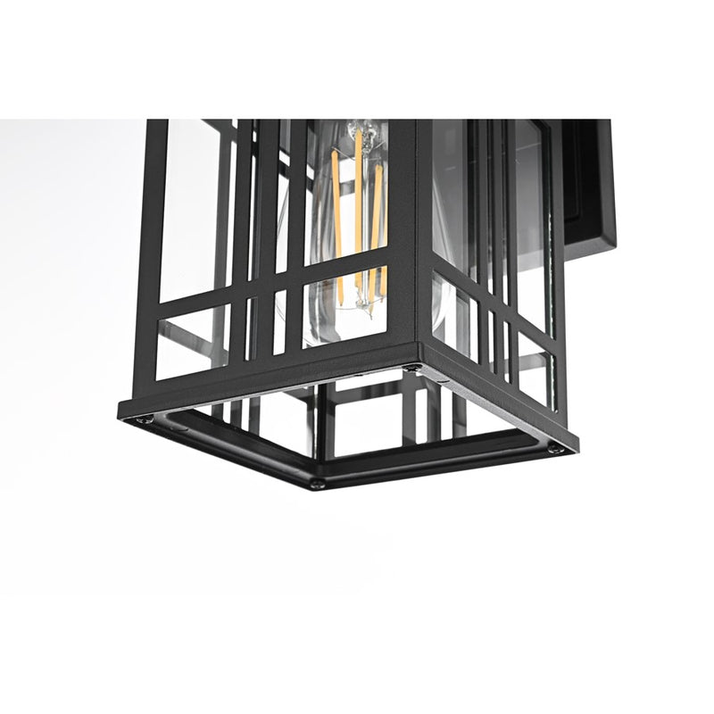 Elegant Lighting Harley 1Lt 12 " Outdoor Sconce, Black/Clear/Clear