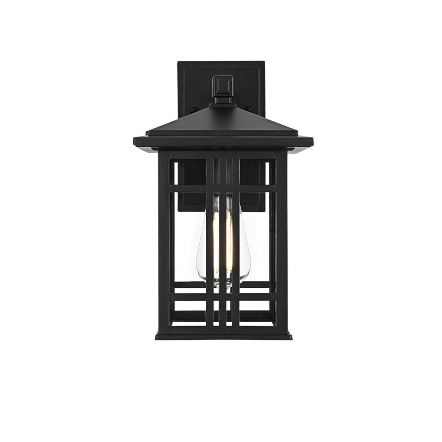 Elegant Lighting Harley 1Lt 13" Outdoor Sconce, Black/Clear/Clear - OD613W13BK