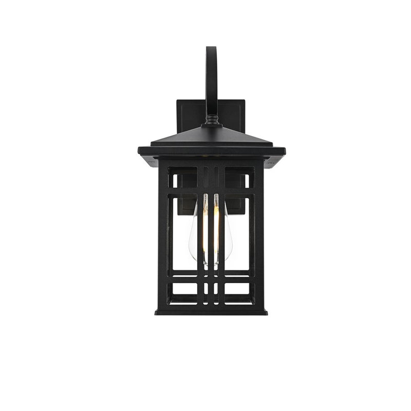 Elegant Lighting Harley 1Lt 14" Outdoor Sconce, Black/Clear/Clear - OD613W14BK