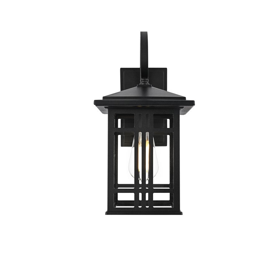 Elegant Lighting Harley 1Lt 14" Outdoor Sconce, Black/Clear/Clear - OD613W14BK