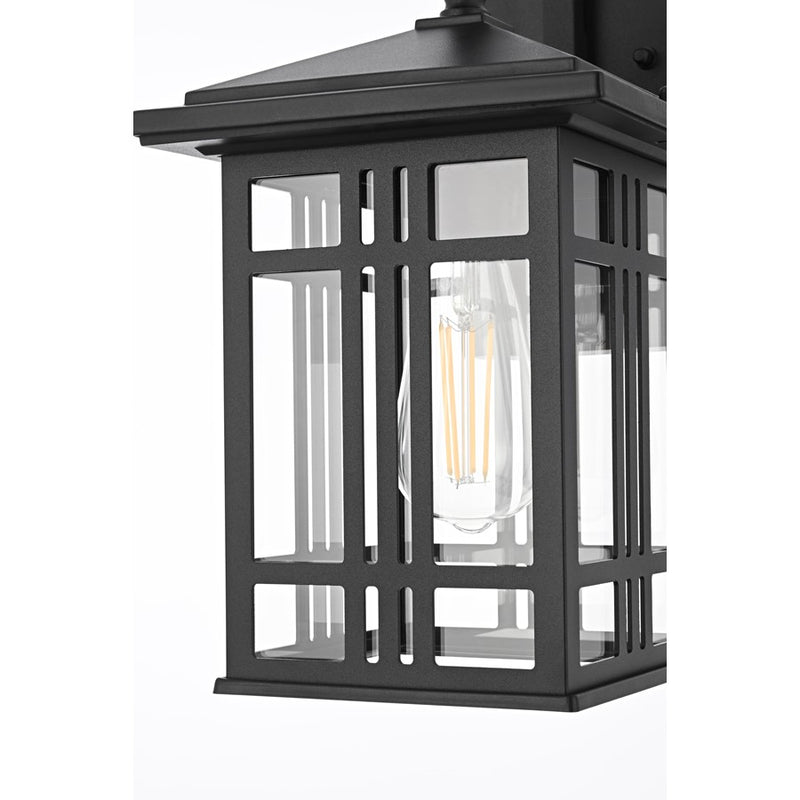 Elegant Lighting Harley 1Lt 14" Outdoor Sconce, Black/Clear/Clear