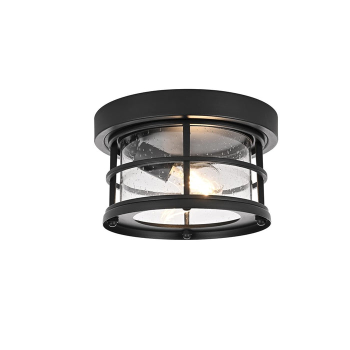 Elegant Lighting Carla 1Lt 10" Outdoor Flush, Black/Clear/Seed - OD614F10BK