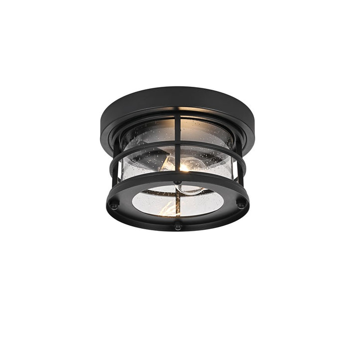 Elegant Lighting Carla 1Lt 10" Outdoor Flush, Black/Clear/Seed