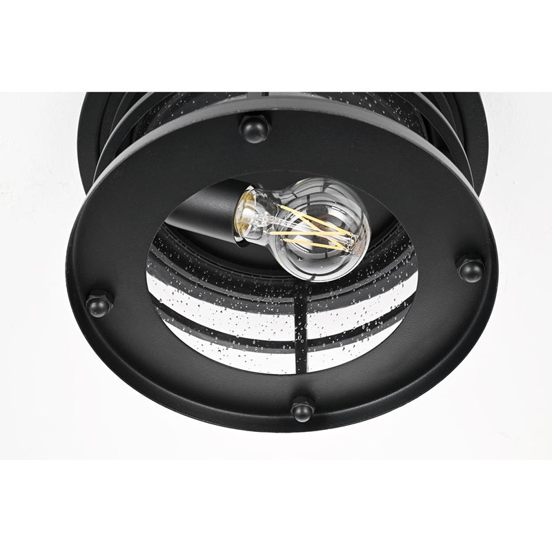 Elegant Lighting Carla 1Lt 10" Outdoor Flush, Black/Clear/Seed