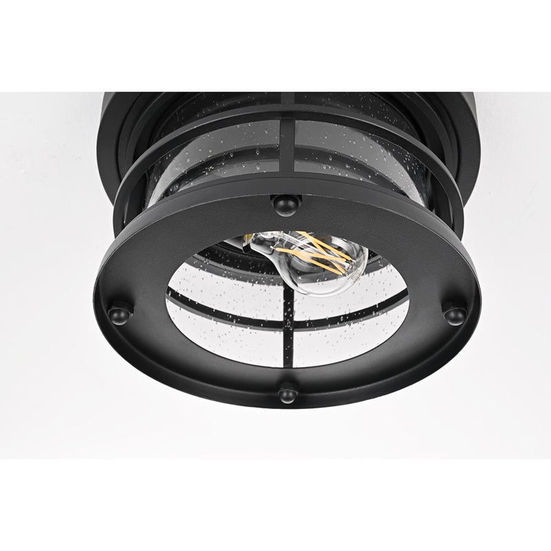 Elegant Lighting Carla 1Lt 10" Outdoor Flush, Black/Clear/Seed