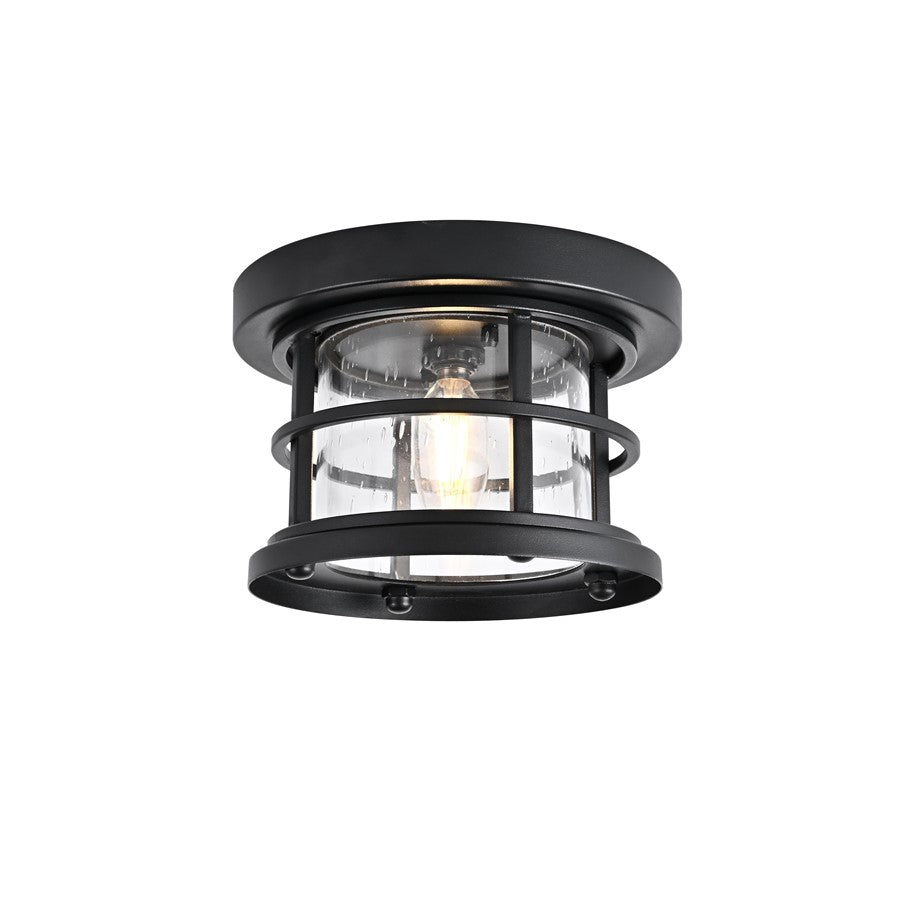Elegant Lighting Carla 1Lt 8" Outdoor Flush Mount, Black/Clear/Seedy - OD614F8BK