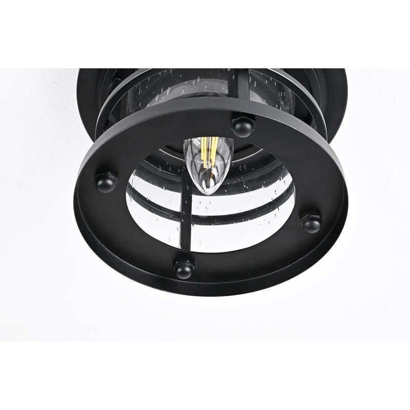 Elegant Lighting Carla 1Lt 8" Outdoor Flush Mount, Black/Clear/Seedy