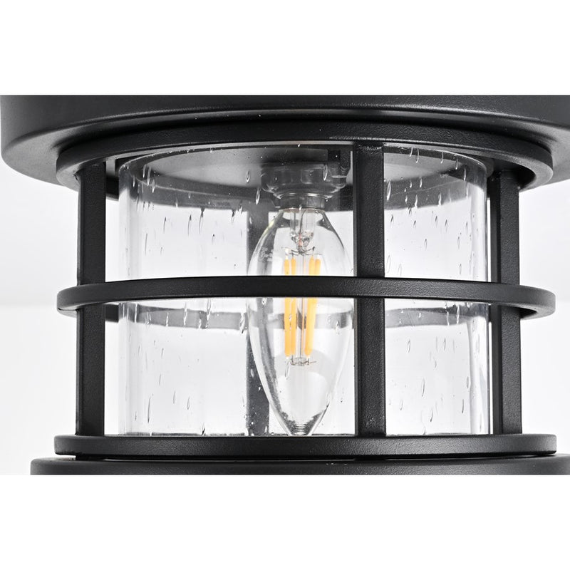 Elegant Lighting Carla 1Lt 8" Outdoor Flush Mount, Black/Clear/Seedy