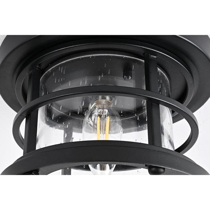 Elegant Lighting Carla 1Lt 8" Outdoor Flush Mount, Black/Clear/Seedy
