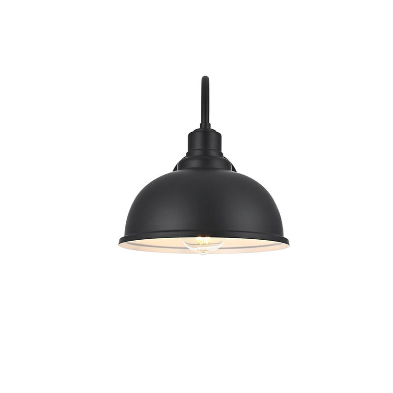 Elegant Lighting Aron 1 Light 9.5" Outdoor Wall sconce, Black/Black - OD801W11BK