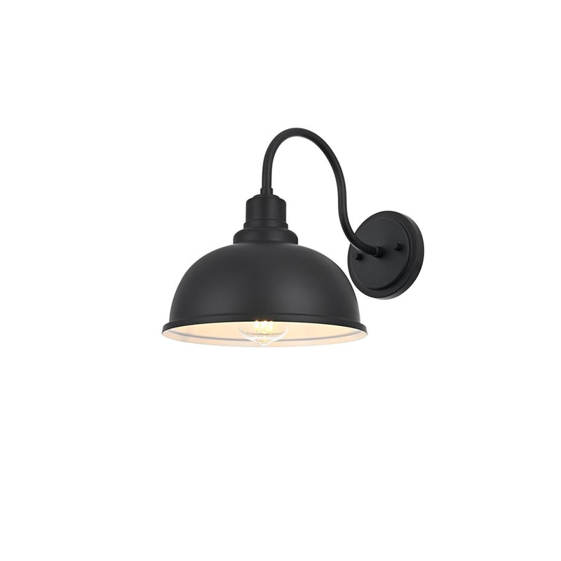Elegant Lighting Aron 1 Light 9.5" Outdoor Wall Sconce, Black/Black
