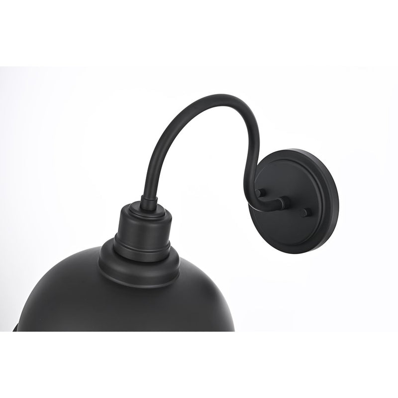 Elegant Lighting Aron 1 Light 9.5" Outdoor Wall Sconce, Black/Black