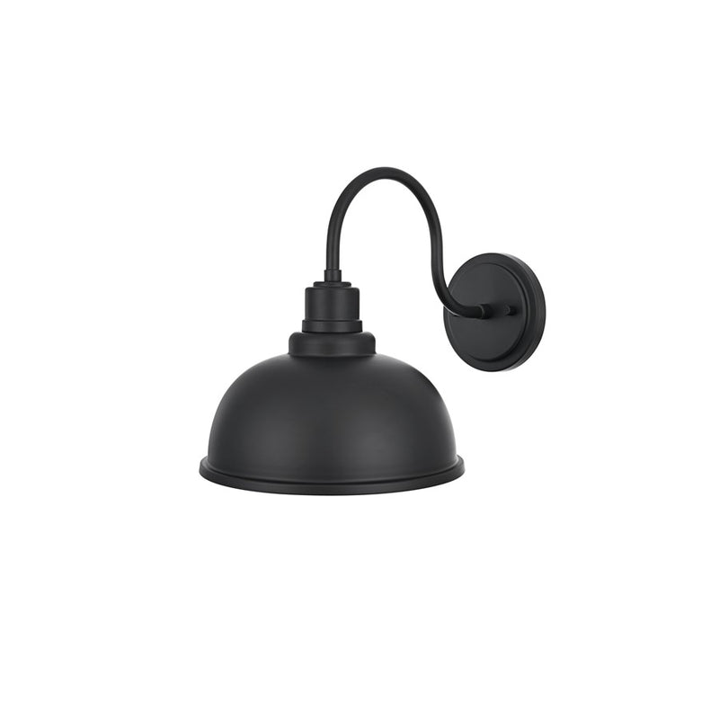 Elegant Lighting Aron 1 Light 9.5" Outdoor Wall Sconce, Black/Black