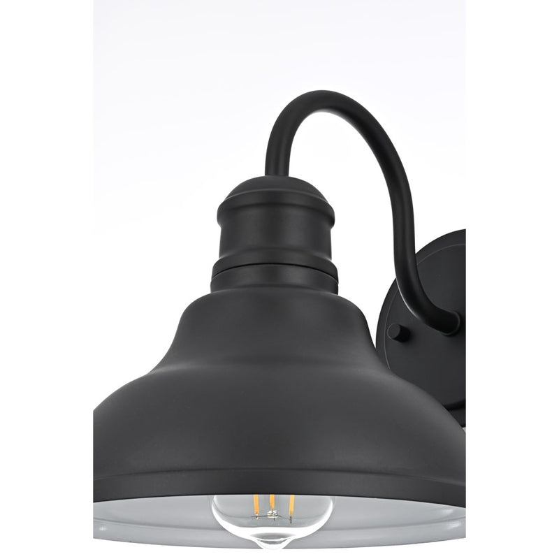 Elegant Lighting Callen 1 Light 9" Outdoor Wall Sconce, Black/Black