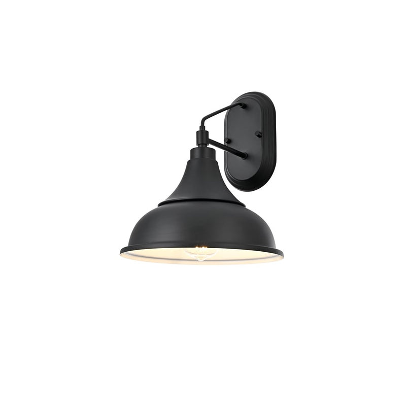 Elegant Lighting Elian 1 Light 11" Outdoor Wall Sconce, Black/Black