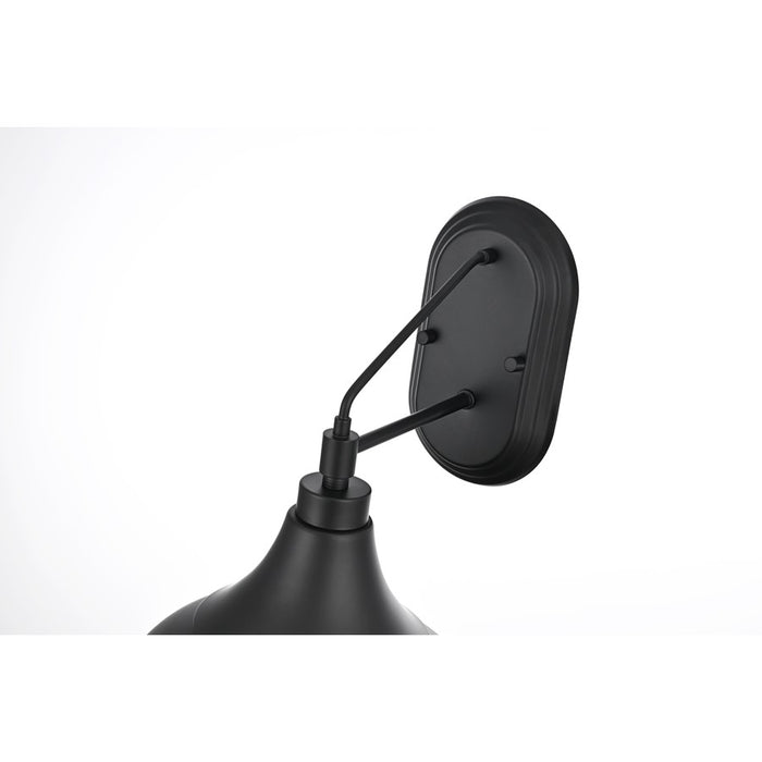 Elegant Lighting Elian 1 Light 11" Outdoor Wall Sconce, Black/Black
