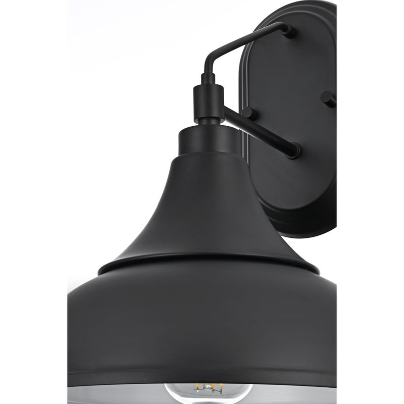 Elegant Lighting Elian 1 Light 11" Outdoor Wall Sconce, Black/Black