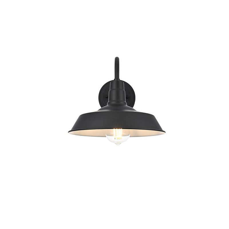 Elegant Lighting Franco 1 Light 10" Outdoor Wall sconce, Black/Black - OD805W9BK