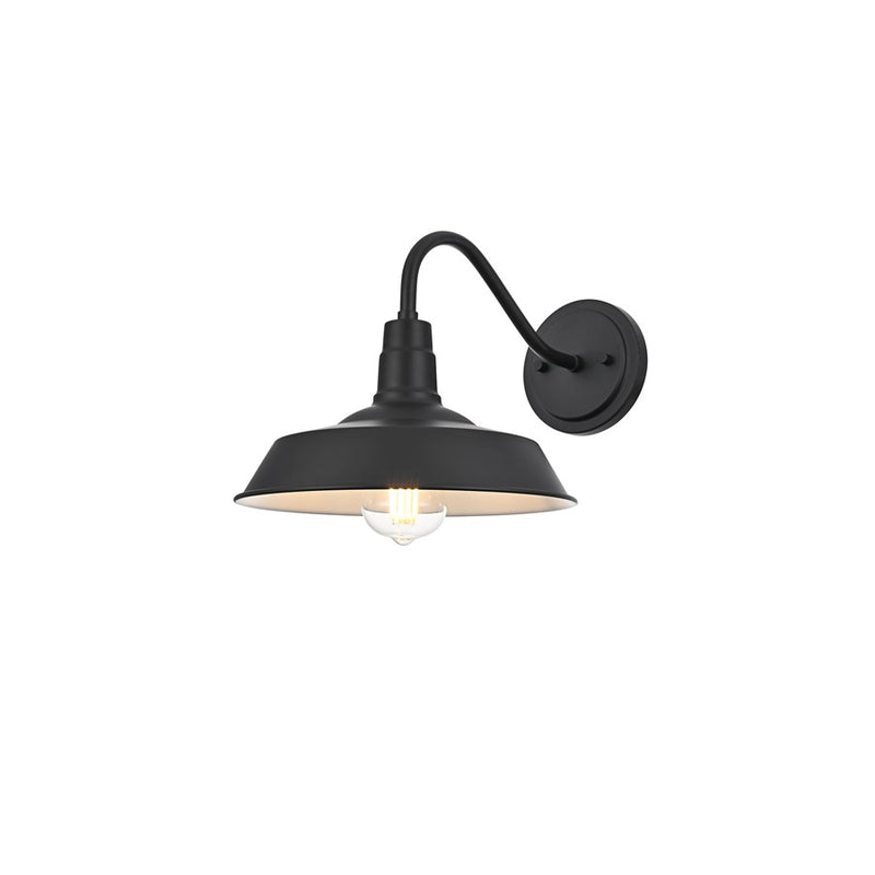 Elegant Lighting Franco 1 Light 10" Outdoor Wall Sconce, Black/Black