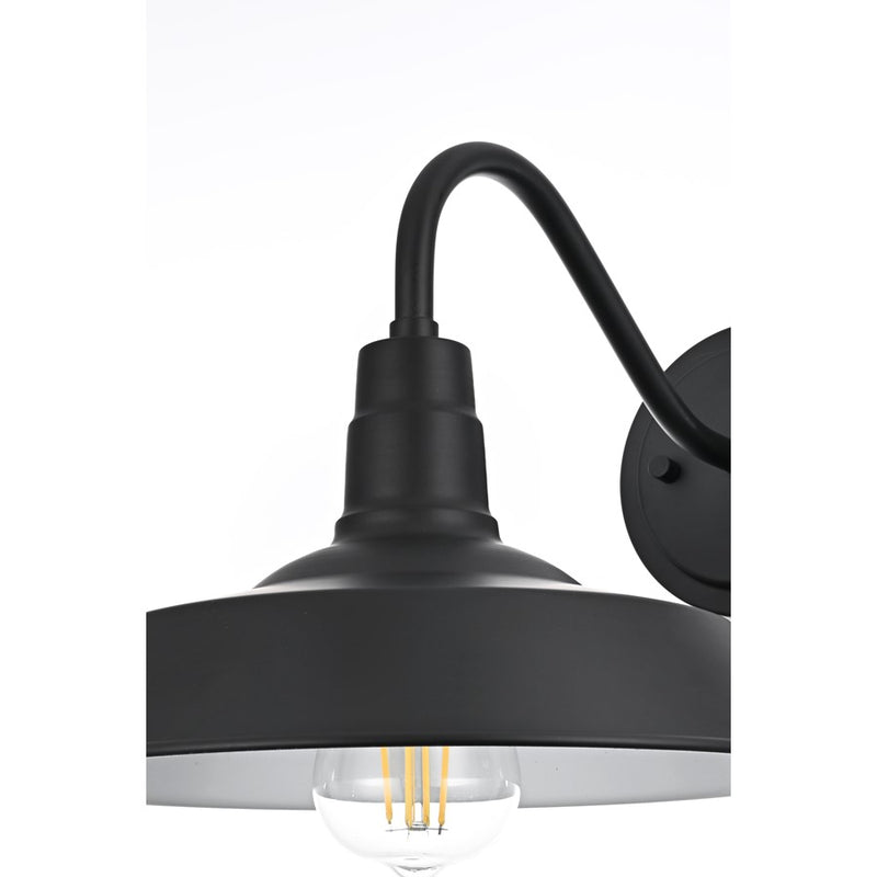 Elegant Lighting Franco 1 Light 10" Outdoor Wall Sconce, Black/Black
