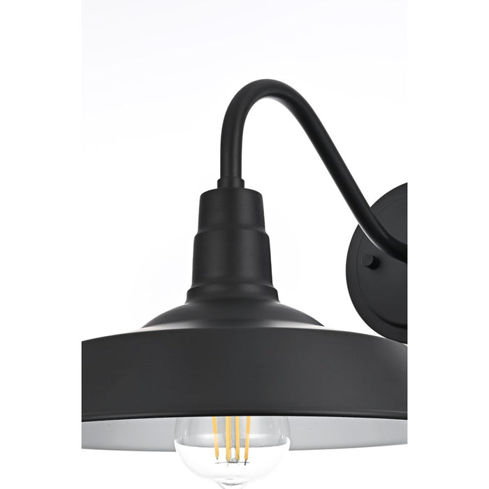 Elegant Lighting Franco 1 Light 10" Outdoor Wall Sconce, Black/Black