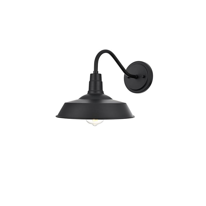 Elegant Lighting Franco 1 Light 10" Outdoor Wall Sconce, Black/Black