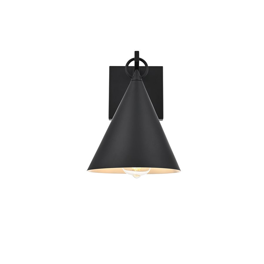 Elegant Lighting Hendrix 1 Light 8" Outdoor Sconce, Black/Black - OD806W11BK