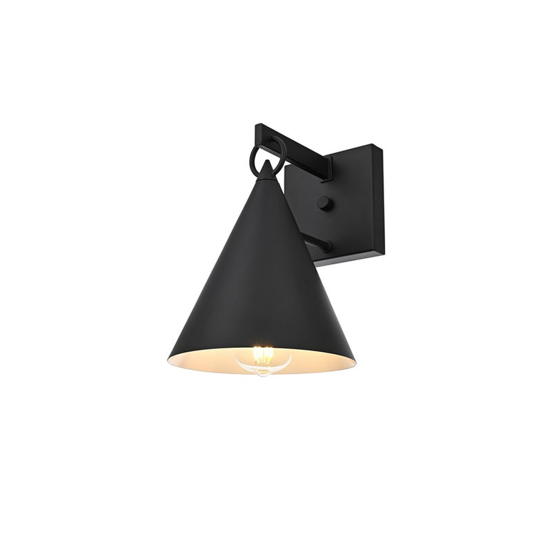 Elegant Lighting Hendrix 1 Light 8" Outdoor Sconce, Black/Black