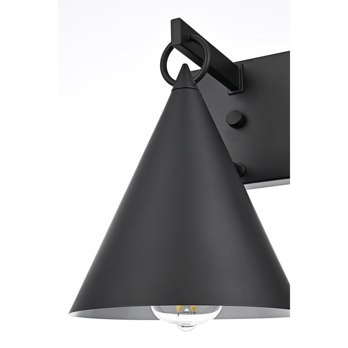 Elegant Lighting Hendrix 1 Light 8" Outdoor Sconce, Black/Black