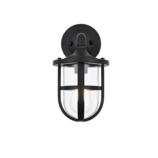 Elegant Lighting Hugo 1 Light 6" Outdoor Wall sconce, Black/Clear - OD807W12BK