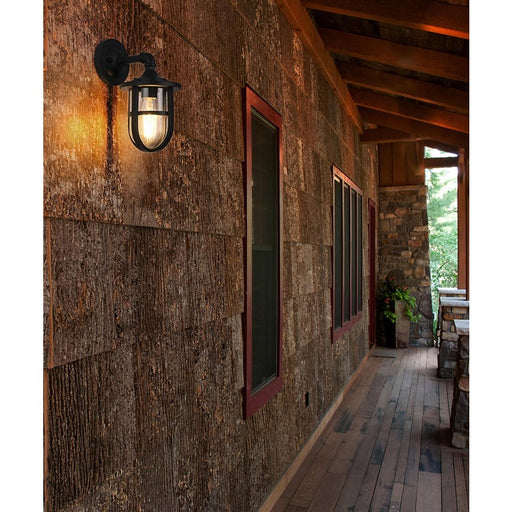 Elegant Lighting Hugo 1 Light 6" Outdoor Wall Sconce, Black/Clear