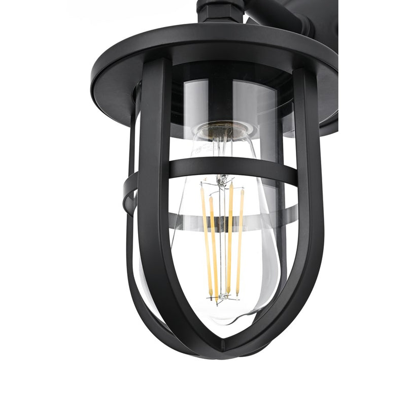 Elegant Lighting Hugo 1 Light 6" Outdoor Wall Sconce, Black/Clear