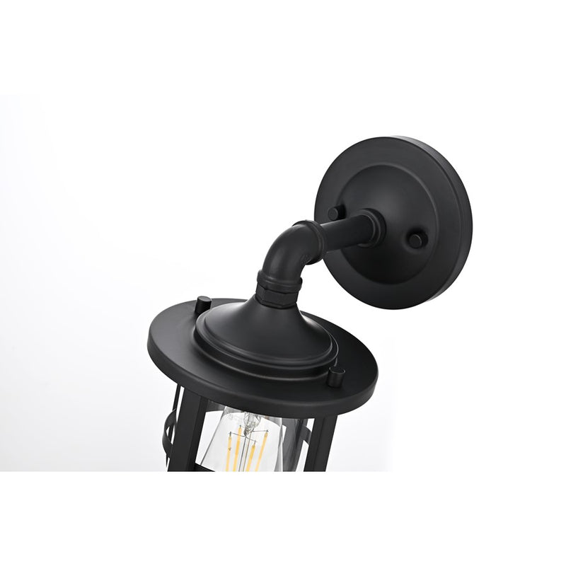 Elegant Lighting Hugo 1 Light 6" Outdoor Wall Sconce, Black/Clear