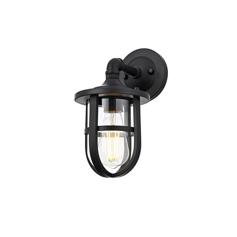 Elegant Lighting Hugo 1 Light 6" Outdoor Wall Sconce, Black/Clear