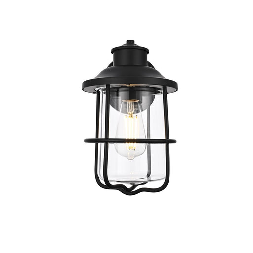 Elegant Lighting Huxley 1 Light 7" Outdoor Wall sconce, Black/White - OD808W12BK