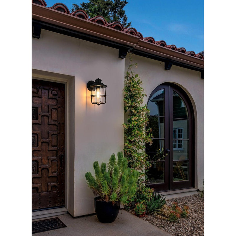 Elegant Lighting Huxley 1 Light 7" Outdoor Wall Sconce, Black/White