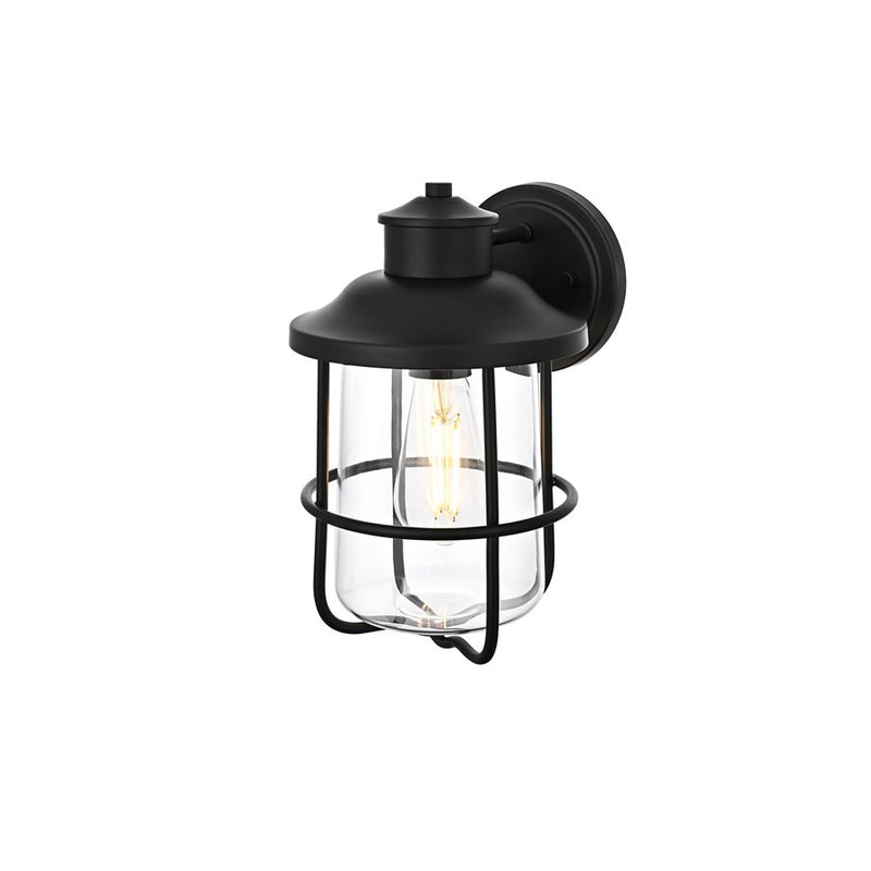 Elegant Lighting Huxley 1 Light 7" Outdoor Wall Sconce, Black/White