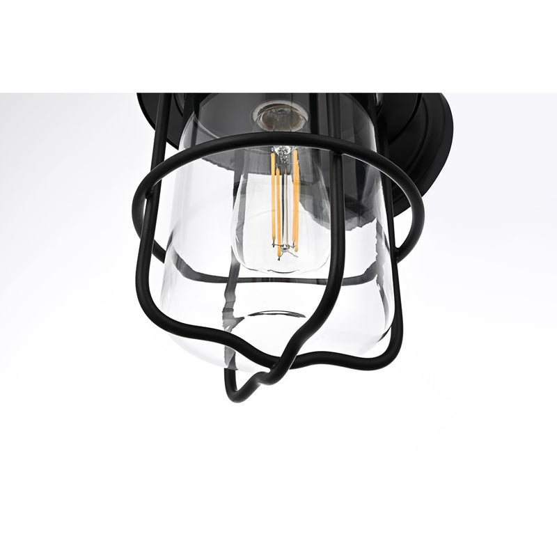 Elegant Lighting Huxley 1 Light 7" Outdoor Wall Sconce, Black/White