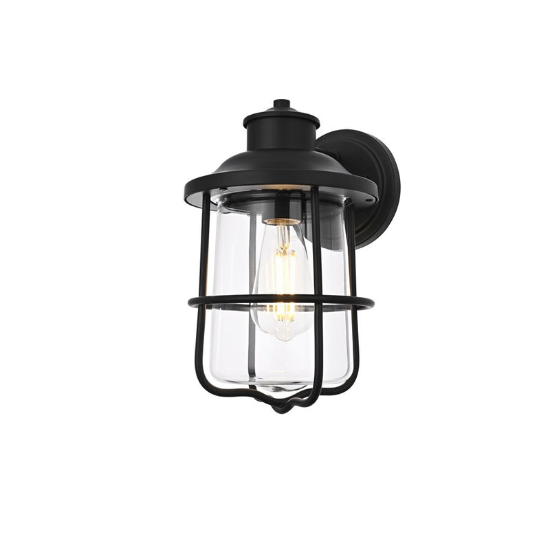 Elegant Lighting Huxley 1 Light 7" Outdoor Wall Sconce, Black/White
