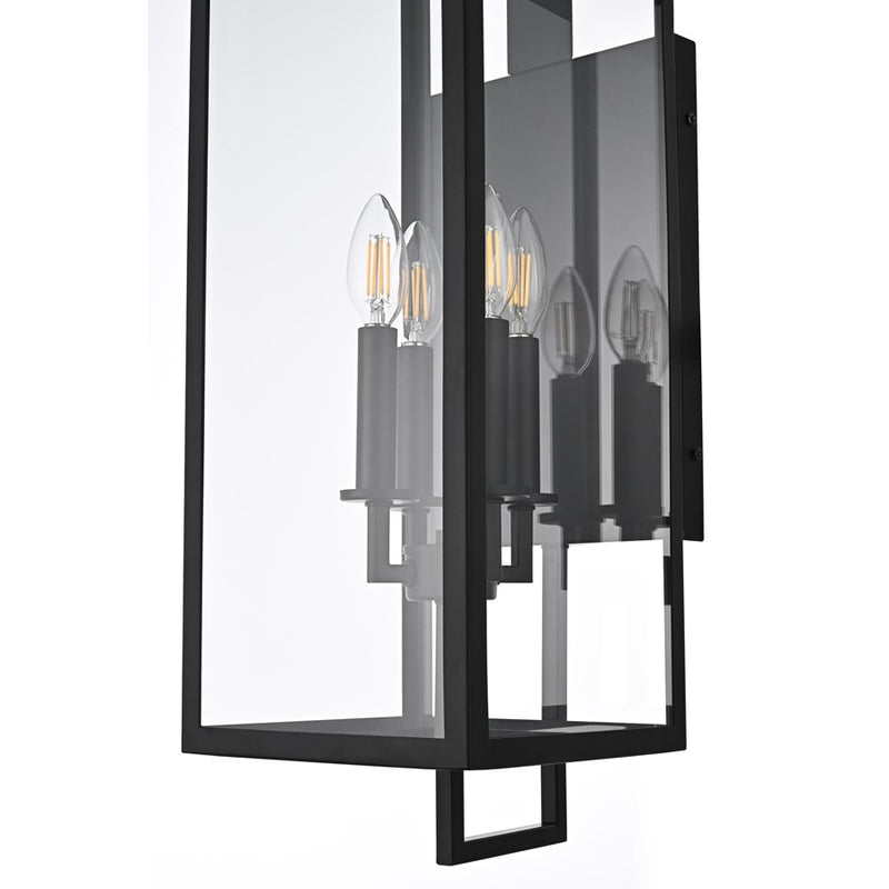 Elegant Lighting Jairo 4 Light 8" Outdoor Wall Sconce, Black