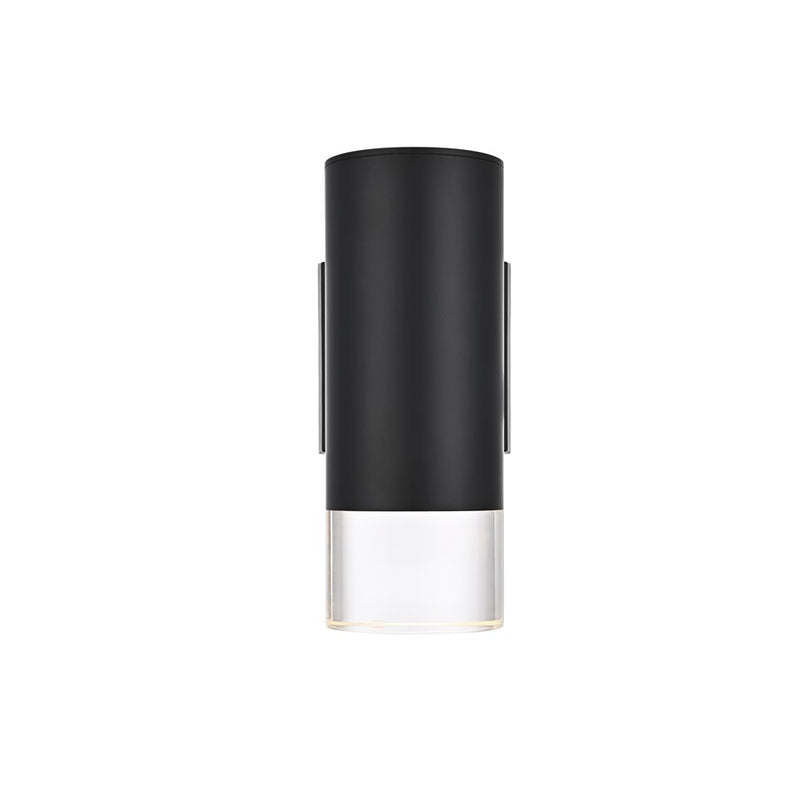 Elegant Lighting Jase 1 Light 5" Outdoor Wall sconce, Black/Clear - OD810W9BK