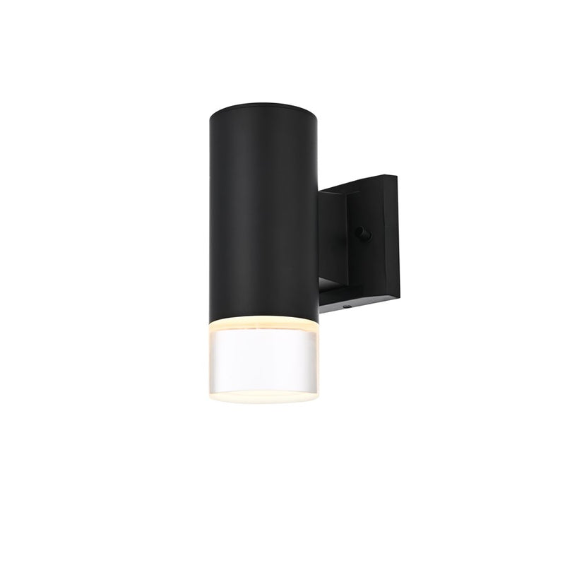 Elegant Lighting Jase 1 Light 5" Outdoor Wall Sconce, Black/Clear