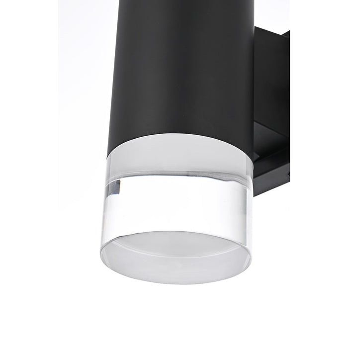 Elegant Lighting Jase 1 Light 5" Outdoor Wall Sconce, Black/Clear
