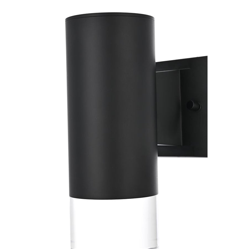 Elegant Lighting Jase 1 Light 5" Outdoor Wall Sconce, Black/Clear