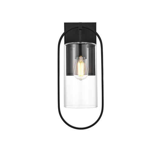 Elegant Lighting Jaxson 1 Light 8" Outdoor Wall sconce, Black/Clear - OD811W20BK