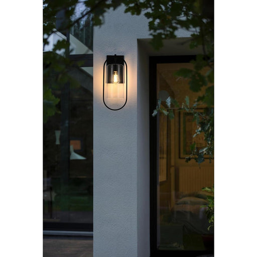 Elegant Lighting Jaxson 1 Light 8" Outdoor Wall Sconce, Black/Clear