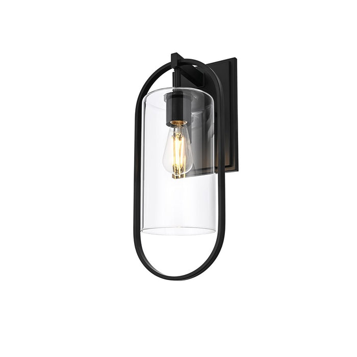 Elegant Lighting Jaxson 1 Light 8" Outdoor Wall Sconce, Black/Clear